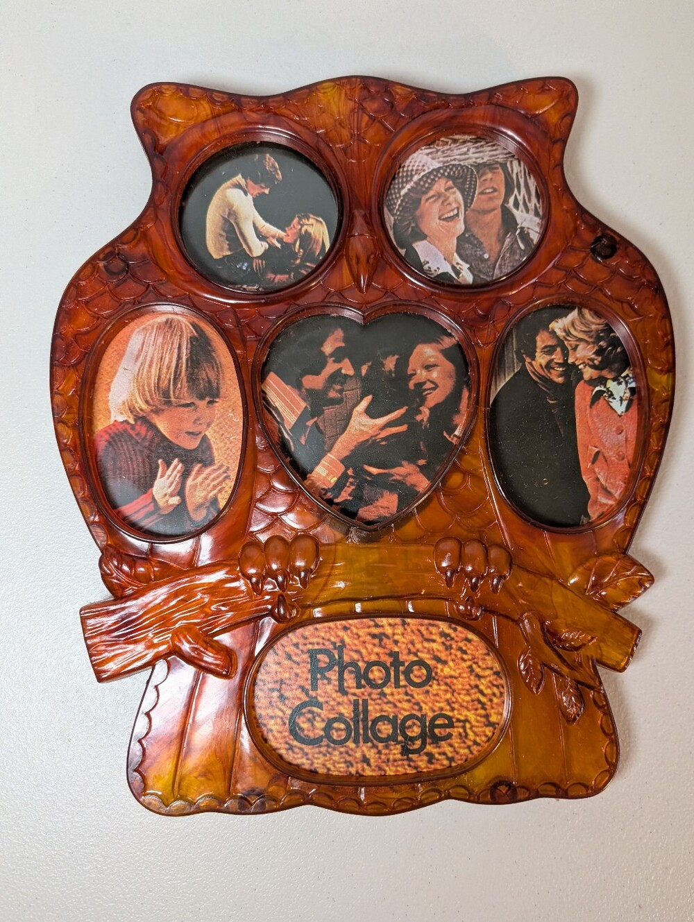 Owl Lucite Photo Collage Frame With Box 70s 80s